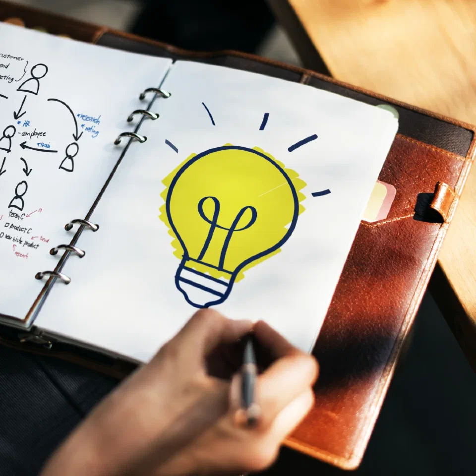 Website design sketches on a desk